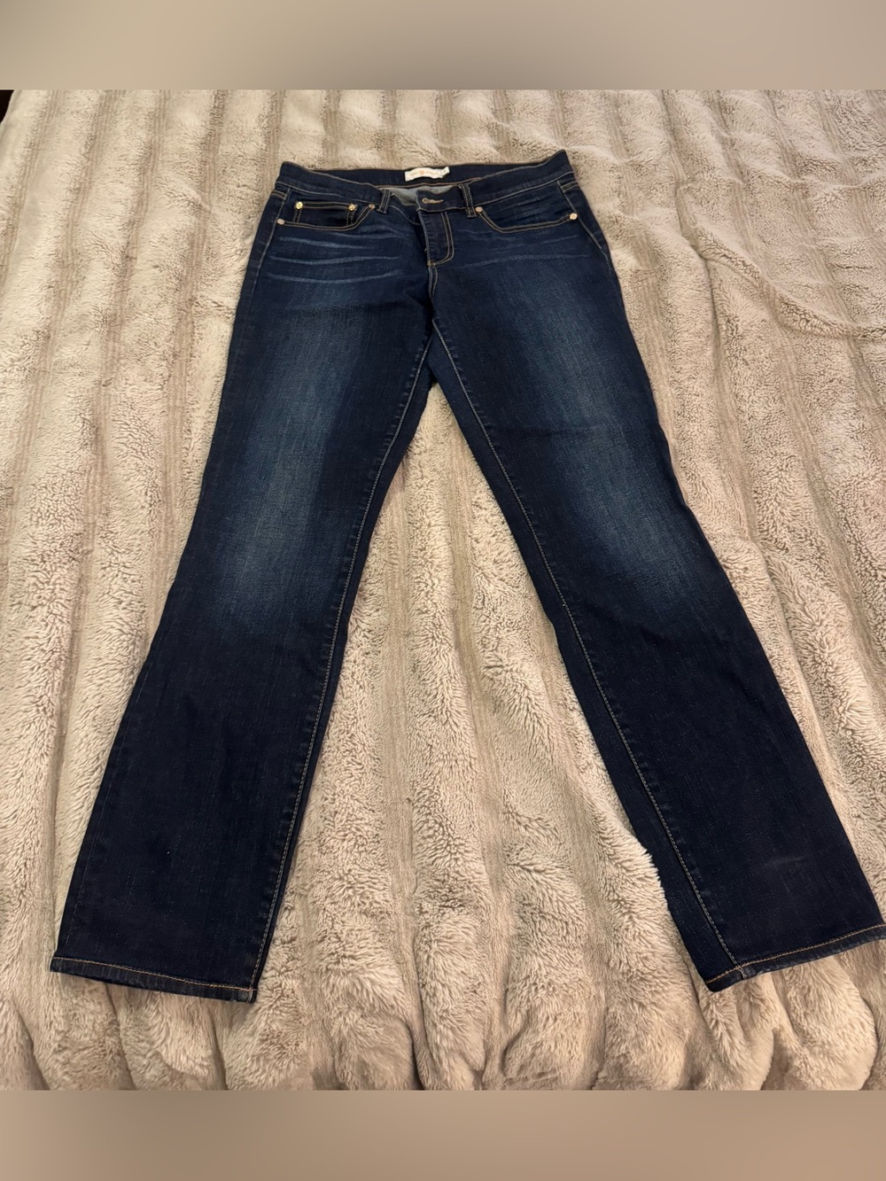 Tory Burch Super Skinny Dark Wash Denim Jeans - Navy w/ Gold Hardware, size 30